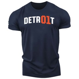 Detroit Shirts for Men - Athletic Merchandise - Vintage Style City Apparel (006. T-Shirt DETR01T, Navy Blue, Medium)