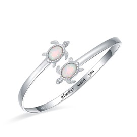 925-Sterling-Silver Opal Turtle Bracelet for Women - Sea Turtle Bracelet Mother Daughter Turtle Gifts Bracelet Turtle Jewelry Mothers Day Gifts for Mom