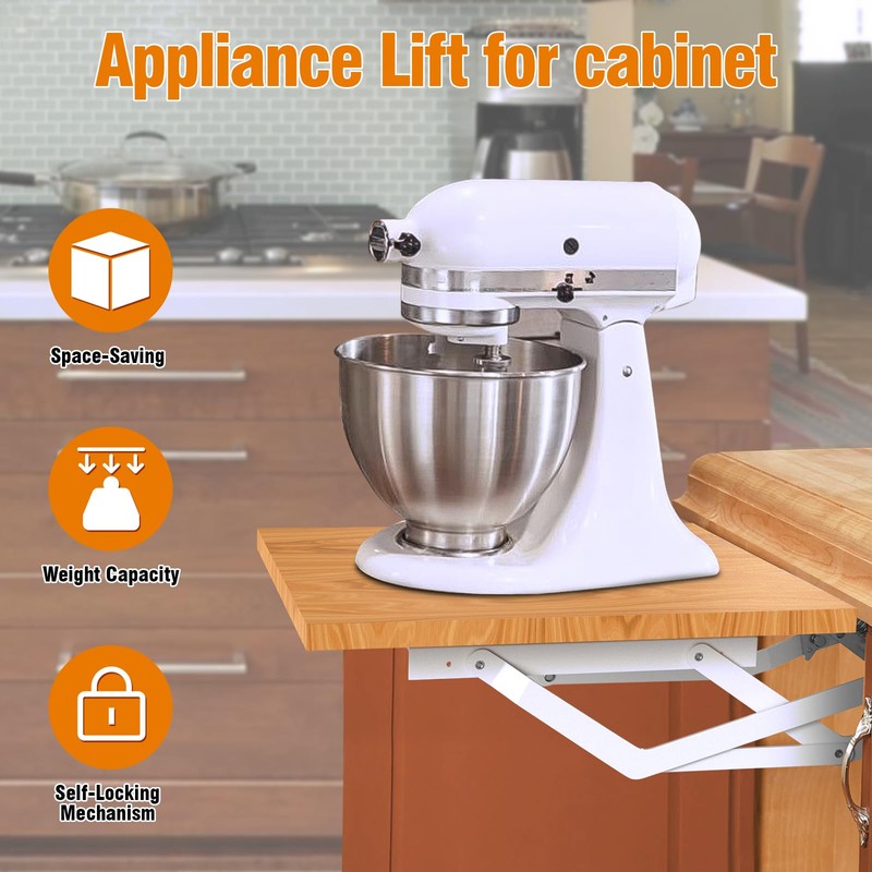 Zipcase Kitchen Appliance Lift，Mixer Lift for Cabinet with Soft-Close Holds