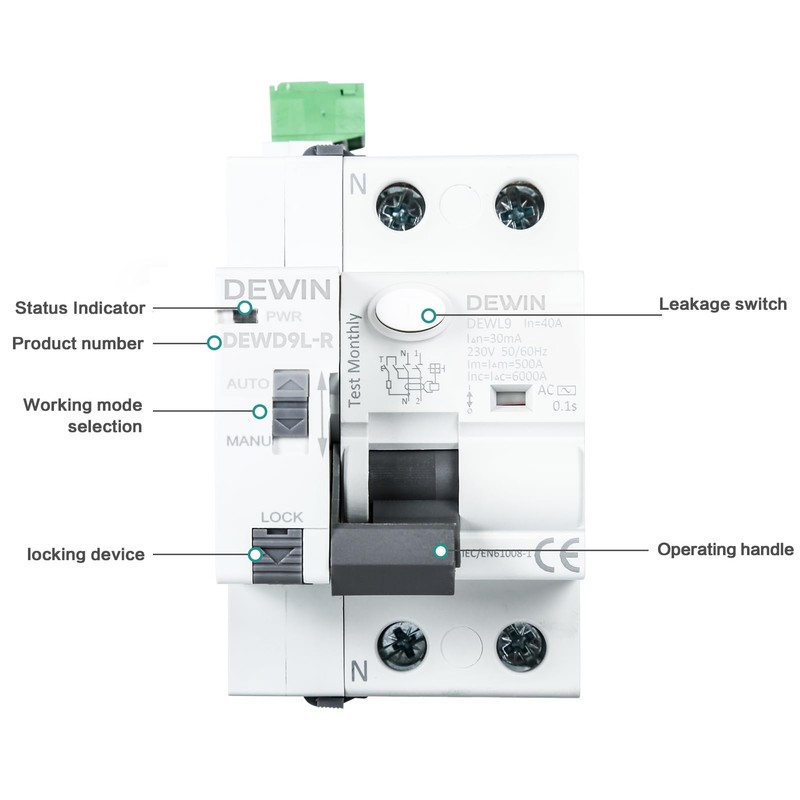 DEWIN Resettable Automatic Rearme Circuit Breaker, RCCB Automatic Reclosing Switch