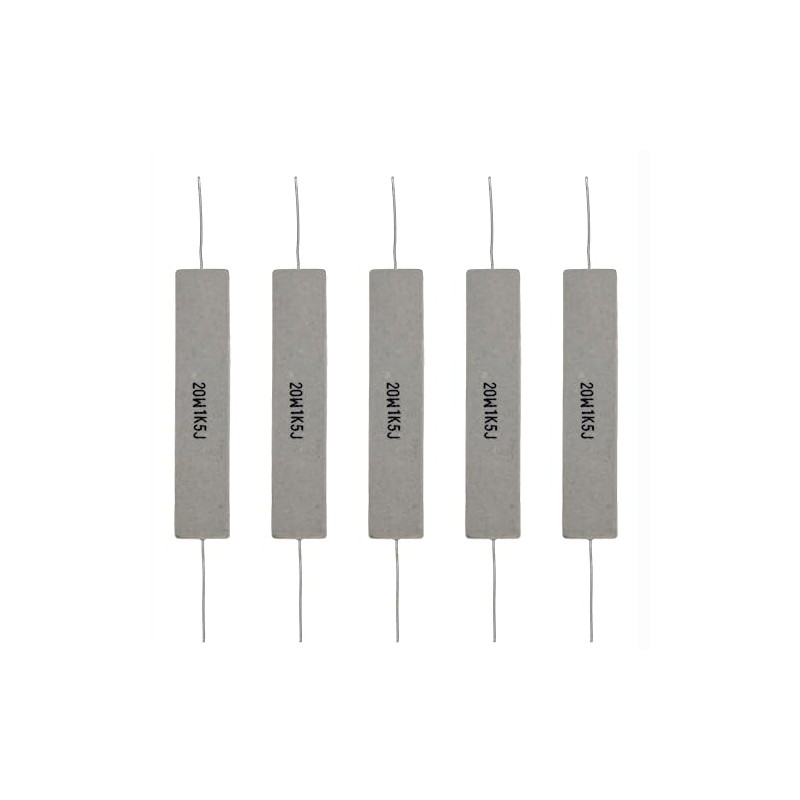 (Pack of 5) 20W 1.5K Ohm 5% Power Wirewound Ceramic