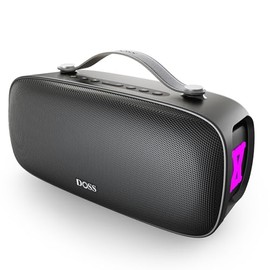 DOSS Extreme Boom Pro D300 Bluetooth Speaker with 160W Peak, 80W Bold Sound, Extra Bass, 24H Playtime, Beat-Sync Lights, Built-in Battery Sharing, IP67 Waterproof, Portable Strap for Outdoor-Black