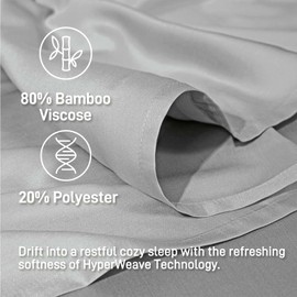 Ankwos Viscose Derived from Bamboo Cooling Bed Sheets, Deep Pockets Up to 16", Silky Soft, Hotel Luxury Hypoallergenic Bedding, 4 Pieces Sliver Gray Set, Oeko-Tex Certified, Full Size