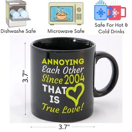 Funny Wife Husband Jokes Since 2004 17th 18th Wedding Anniversary Couple 17 Years Marriage Black 11Oz Mug Cup Cups