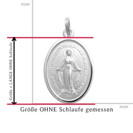 GÜNSBERG Miraculous Madonna Immaculata Milagrosa Medal Pendant 925 Sterling Silver Choice of Sizes, Sterling Silver, No Gemstone
