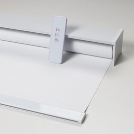 MING CHEN Motorized Blackout Roller Shade Blinds with Remote Control Protection Privacy Rechargeable Smart Automatic Window Shades Compatible with Alexa, Google (47" W x 72" H, Fabric White)