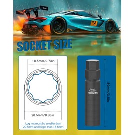 CLEVEROOL 10 Spline Lug Nut Socket, Compatible with Bimecc 10-Spline Lug Nuts and Lug Bolts, Replacement for TA20-17/19, 10-Spline Lug Nut Key with 17MM and 19MM Hex Drive, CR-MO