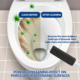 Black Pumice Stone Toilet Bowl Cleaner,Pumice Cleaning Stone with Handle and Hook,Scrubs Tough Hard Water Stains Away On Toilets, Bathtubs,Tiles&Sinks,Pumice Toilet Brush (2)