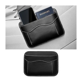 Car Seat Side Pocket Organizer, PU Leather Mini Vehicle Phone Holder Storage Bag, Automotive Interior Tray Pouch Seat Gap Filler Accessories, Universal for SUV Sedan Truck (Black)