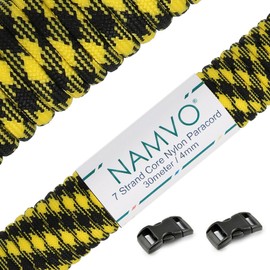 Namvo 550 Paracord Mil Spec Type III 7 strand parachute cord Total Length 100ft / 30 Meters, Yellow black camouflage
