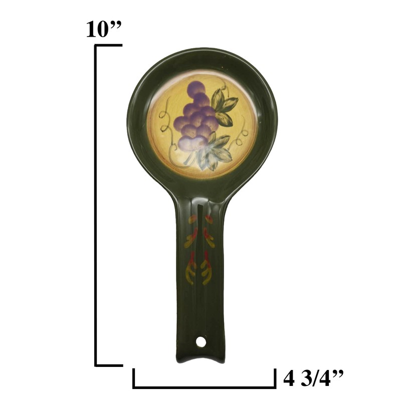 ACK Ceramic Spoon Rest (Grape),Cooking Spoon Holder for Kitchen Counter,