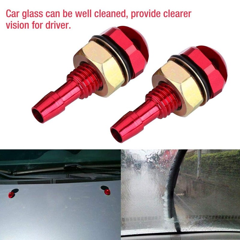 Windshield Washer Nozzle 2pcs Universal Aluminum Alloy Car Front Sprayer