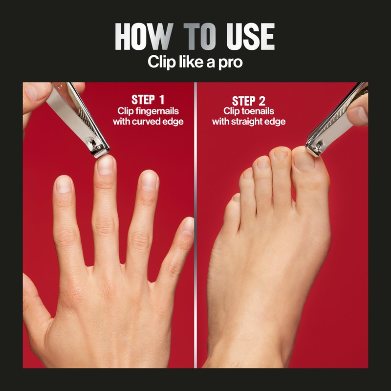 Revlon Dual-Ended Nail Clipper for Men, Straight and Curved Edges,