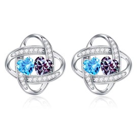 Iefil Earrings for Women - March & June, Aquamarine & Alexandrite Earrings, Jewelry Gifts for Women Mom