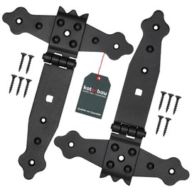 KOTARBAU Set of 2 Cross Hinges Black 150 mm Shutter Hinge Black Band Gate Fitting Wood Connection Throw Hinges Powder Coated Door Hinge Outdoor Gate Hinges