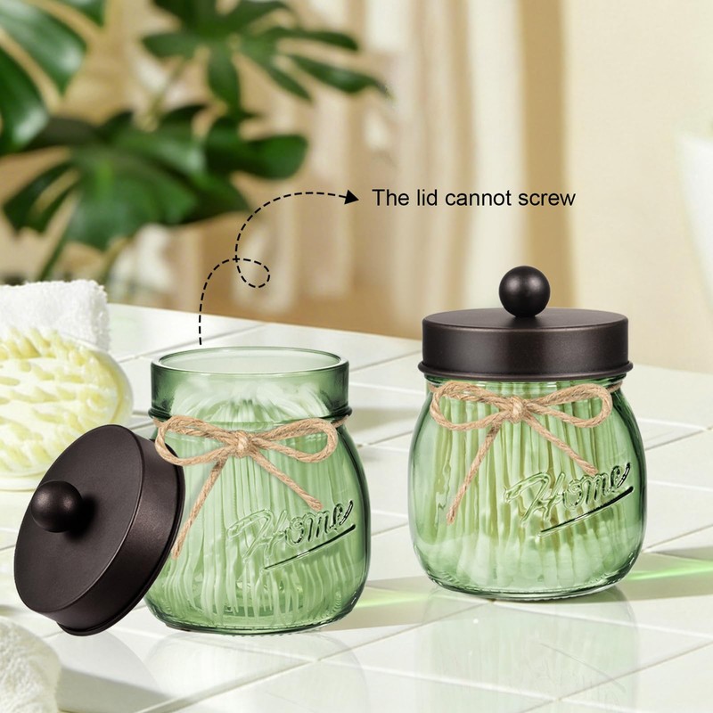 Amolliar Mason Jar Bathroom Accessories Set, 4 Pcs Green Glass