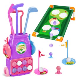 TOY Life Kids Golf Clubs Set with Golf Toss Game Toddler Baby Girl Golf Clubs 3-5 Baby Girl Golf Set Indoor & Outdoor Sport Toys Golf Game for Boys Girls Birthday Golf Gifts for 3 4 5 6 7 8 Years Old