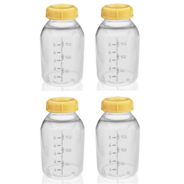 Medela Breast Milk Collection Storage Feeding Bottle w/ Lid 5 Oz/ 150 Ml X4