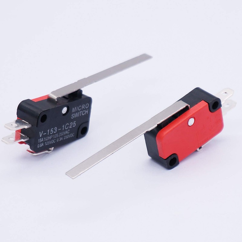 Twidec/6Pcs Micro Limit Switch Long Straight Hinge Lever Arm SPDT