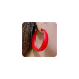 Chunky Hoop Earrings for Women 1.6Inch Earrings 80s 90s Statement Wide Hoop Earrings Large Trendy Exaggerated Earring Vintage Neon Earrings Jewelry Accessories (A-Red)