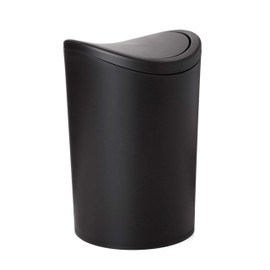 TATAY Bathroom Bin with Tilt Lid 6L Capacity Polypropylene BPA Free Black Size 19 x 19 x 28 cm