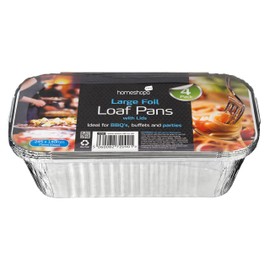 HOMESHOPA Large Aluminium Foil Loaf Containers with Lids, 4 Pack Disposable Reusable Foil Loaf Pan for Baking, Cooking, Meal Prep, Takeaway Tin, Food Storage & Takeout