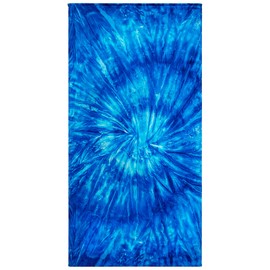 Beachland Tie Dye Beach Towel 30 x 60 inches 100% Cotton Rainbow Hippie Colors - One Side Printed (Tie Dye Bay Blue, One Towel)