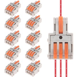 DIANN 10pcs Lever Wire Connectors 1 in 3 Out Circuit Inline Splices Electrical Wire Connector 28-12 AWG Quick Connect Splice Wire Connectors