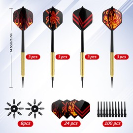 Elalove 12 Pack Soft Tip Darts Set, 14g Plastic Darts with 100 Replacement Tips, 24 Extra Flights (4 Colors), and 16 Flight Protectors for Electronic Dartboard, Recreational Game Room Use
