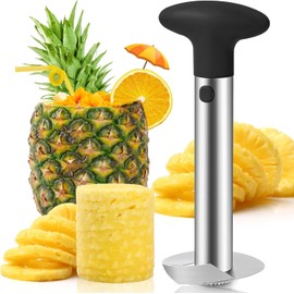 Pineapple Corer and Slicer – Durable Stainless Steel Pineapple Core Remover with Thicker Blade, Black Handle – Easy to Use Kitchen Gadget for Pineapple Rings (Black)