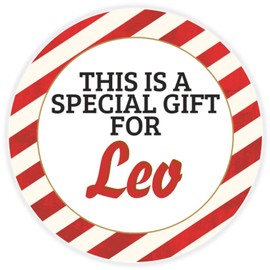 This is a Gift for Leo - Circle Sticker Decal 3 Inch - Candy Cane Merry Christmas Gift Tag Present Tree Holiday Custom Name Santa Claus
