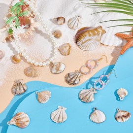 PH PandaHall 120pcs 8 Styles Shell Pendants, Acrylic Scallop Shells Clam Shell Charms Ocean Sea Shells Dangle Charms Beach Seashell Pendants with Hole for Earrings Bracelet Jewellery DIY Craft Making