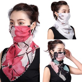 jupica Face Cover, UV Protection, Cooling Sensation, Neck Warmer, 3 Color Set, Red & White & Black