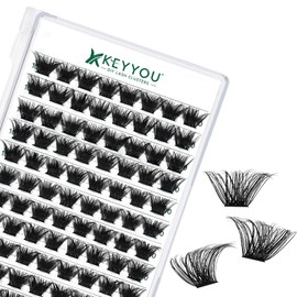 Eyelash Clusters 96 Pieces Individual Eyelashes D Curl 10 mm Eyelash Clusters KEYYOU Volume Wispy Lash Extension Soft & Comfortable Easy DIY at Home (Y24, D-10 mm)