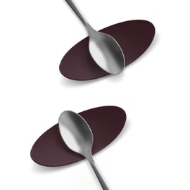 Carrotez Small Silicone Coffee Spoon Rest 2 pcs (0.2" x 1.6" x 3.74"), Spoon Holder Flexible almond-Shaped for Next to Coffee Maker - Kitchen Utensil Rest, Wine