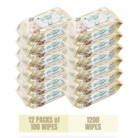Predo Baby Wipes, 12 Packs, 1200 Wipes, Aloe, Vitamin E and Vitamin B5