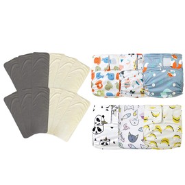 KaWaii Baby 6 Newborn Pure & Natural Cloth Diapers with 6 Bamboo Charcoal and 6 Premium Bamboo Inserts 6-22 lbs.