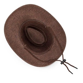 Ranch Cowboy Hat Brown Sun Cap Faux Flax Fancy Dress Party Costume Outfit Western Travel Outdoor Sun Protection Mens Womens