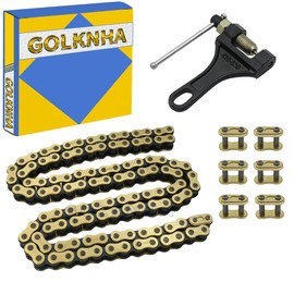 GOLKNHA 428H Drive Chain 114 Link with 6pcs Connecting Master Link Compatible with 50cc 70cc 90cc 110cc Motorcycle Bike ATV Quad Go Kart 4 Wheeler Seamless Small Tube with Chain Breaker