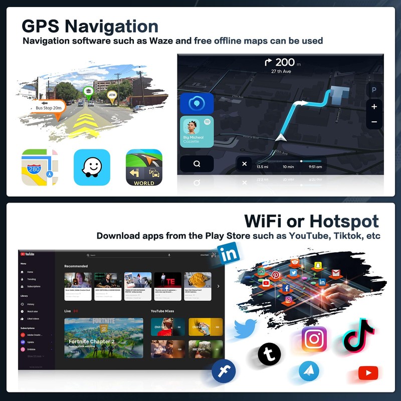 Inefala 8-Core 4+64G Android 13 Car Stereo Upgrade Radio for