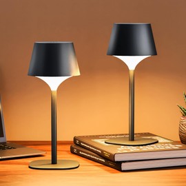 FUYO 2 Pack Cordless Table Lamp, Portable LED Desk Lamp, 3 Color Stepless Dimmable Rechargeable LED Table Lamp for Restaurant/Bedroom/Bars/Outdoor Party/Camping/Coffee Shop