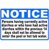 Notice Persons Having Currently Active Diarrhea Pool Sign. 9x12 Metal