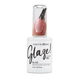 Cuccio Glaze Soak-Off Gel Nail Polish Topper - Bliss (Iridescent Glitter) - LED/UV Cured Glitter Top Coat, 0.50 oz