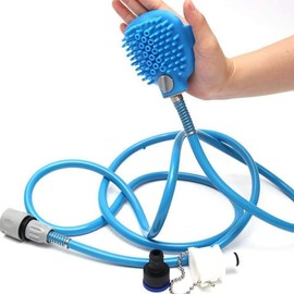 yufana 2-in-1 Dog Shower Pet Shower Head with Brush, Pet Bath Tool Shower Head for Dogs with Brush Dogs Shower Head Dog Cleaning Shower Sprayer for Dog Cat Brushes Massage (2.5 m, Blue)