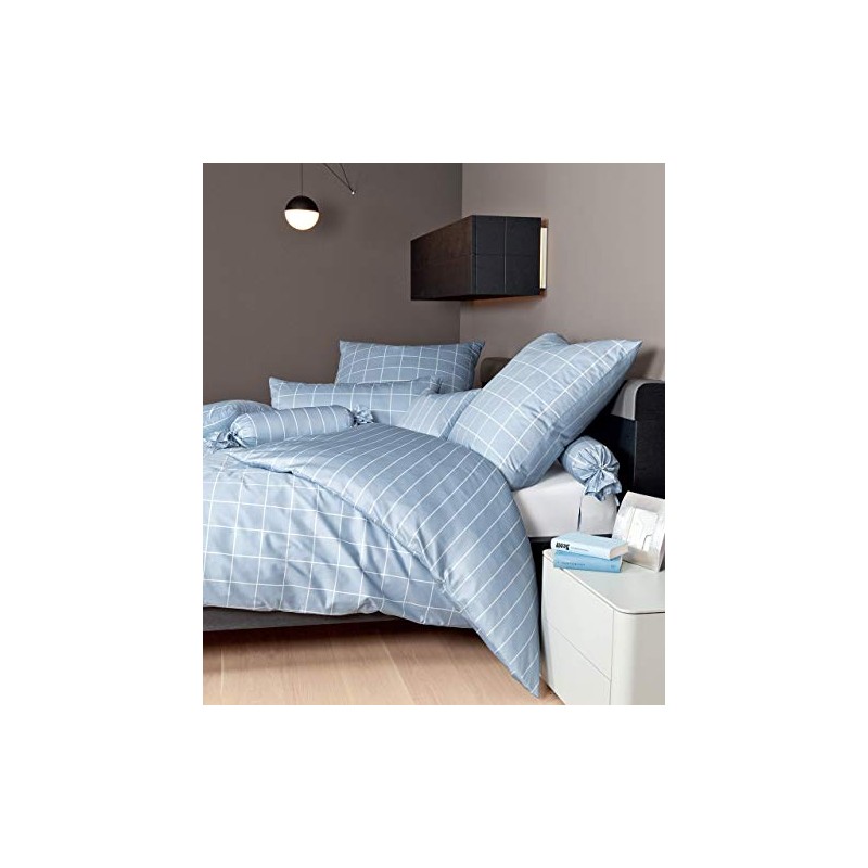 Janine Mako Satin Bettwäsche modernclassic 40 x 40 cm perlblau