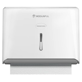 Modunful Paper Towel Dispenser Wall-Mounted Touchless No Drill High-Capacity Z-Fold C-Fold Multifold Hand Towel Dispenser Holder for Bathroom Kitchen Office Commercial Use Easy to Install(White)
