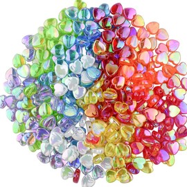 300 Pcs Acrylic Heart Shape Beads for Jewelry Making Craft DIY Bead Colorful Loose Beads for Bracelet Necklace Earrings Small Hole Beads Heart Shaped Spacer Beads Mini Heart Charms (8 Colors)