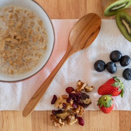 FAAY 4 Pcs Teak Wooden Spoons, 8 Inch Wood Soup Spoons Handcraft from High Moist-resistance Teakwood | Healthy Wooden Spoons for Eating