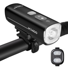 RAVEMEN 1400 Lumens Intelligent Daytime/Night Running Front Light, K1400 with Auto ON/OFF and Light Sensor for High/Low Ambient Light Conditions IPX7 Waterproof USB C for Day Night Riding