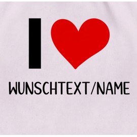 Turnbeutel Rucksack - I love Wunschname I Geschenke Paare Geschenkideen Pärchen Geschenk Paare personalisiert Valentinstag I Weihnachten Geschenk Liebe - Unisize - Pastell Rosa - partner custom